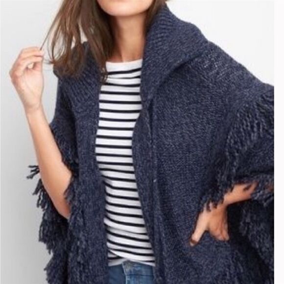 GAP Sweater Tassle Fringe Poncho In Stone One Size
Beige Cream Oatmeal Color - Picture 7 of 8